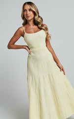 Panelled Knit Dress in Butter Yellow - Urban Luxe Apparel
