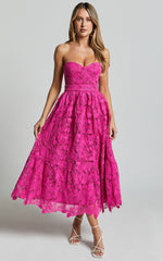 Strapless Lace Dress in Magenta - Urban Luxe Apparel