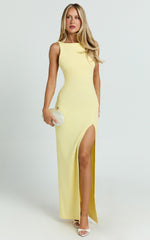 Boat Neck Bodycon Dress in Lemon - Urban Luxe Apparel