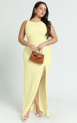 Boat Neck Bodycon Dress in Lemon - Urban Luxe Apparel