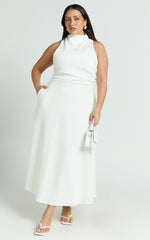 High Neck A Line Dress in Off White - Urban Luxe Apparel
