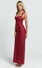 Sweetheart Neck Gathered Bodycon Dress in Red - Urban Luxe Apparel