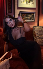 Asymmetric Tie Neck Column Dress in Chocolate - Urban Luxe Apparel